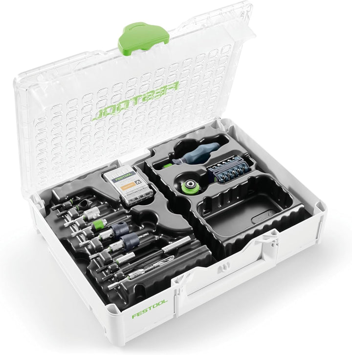 Festool Montagepaket SYS3 M 89 ORG CE-SORT (mit Holzspiralbohrer, Querlochsenker, Bohrer, Bohrsenker