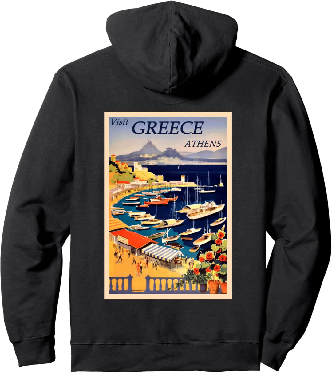 Besuchen Sie Athen Griechenland Boote Hafen Akropolis Pullover Hoodie