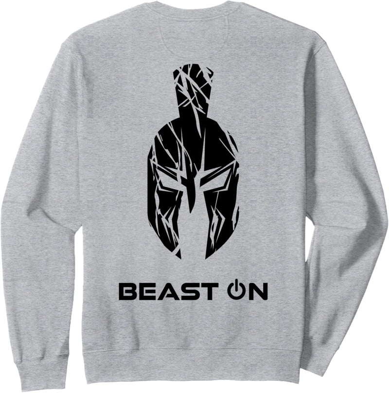 Spartaner Gladiator Helm Rücken Druck Design Beast ON Weisses Sweatshirt