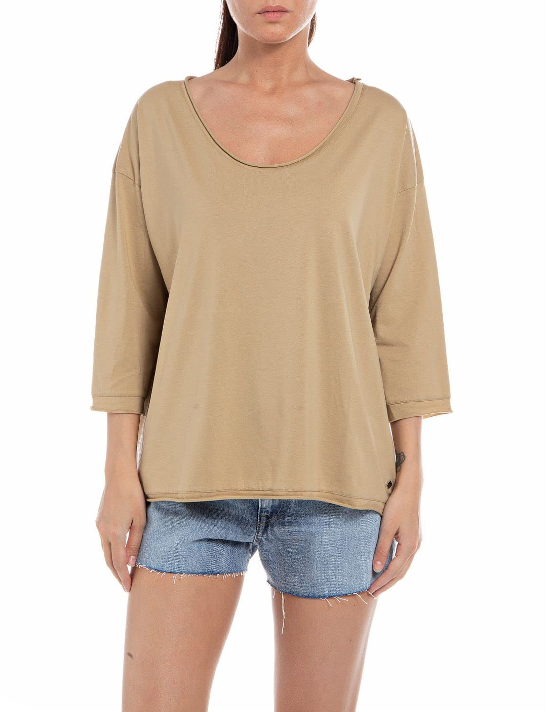 REPLAY Damen T-Shirt, 117 Light Brown