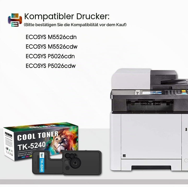 Cool Toner Kompatibel für Kyocera TK-5240K TK5240 TK5240K TK-5240 Ecosys M5526cdw M5526cdn P5026cdw