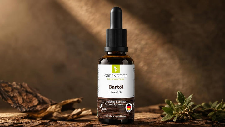 GREENDOOR Bartpflege-Set Basic BIO Bartöl 50ml und Natur Bartseife 200ml, vegan, Bartpflegeöl, Bart-
