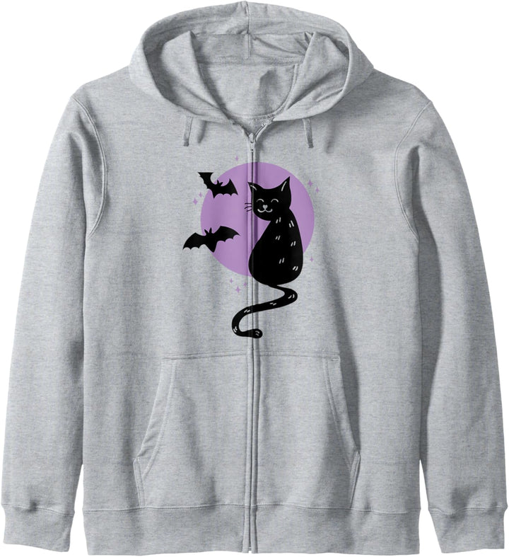 Trendy Halloween Black Cat And Bats Kapuzenjacke