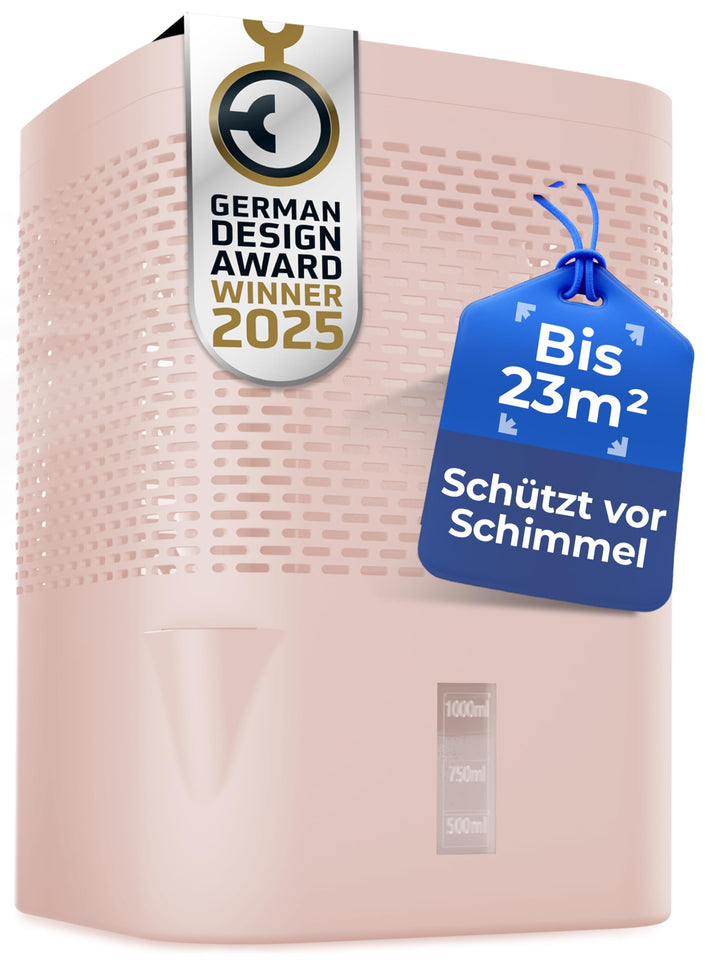 BonAura® AirOne Luftentfeuchter ohne Strom bis 23m² I 360° Belüftung I Raumentfeuchter mit Ausgiesse