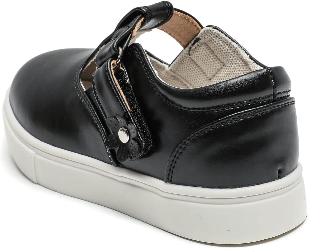 Mädchen T-Spangen Mary Jane Ballerinas Taufschuhe, Schwarz