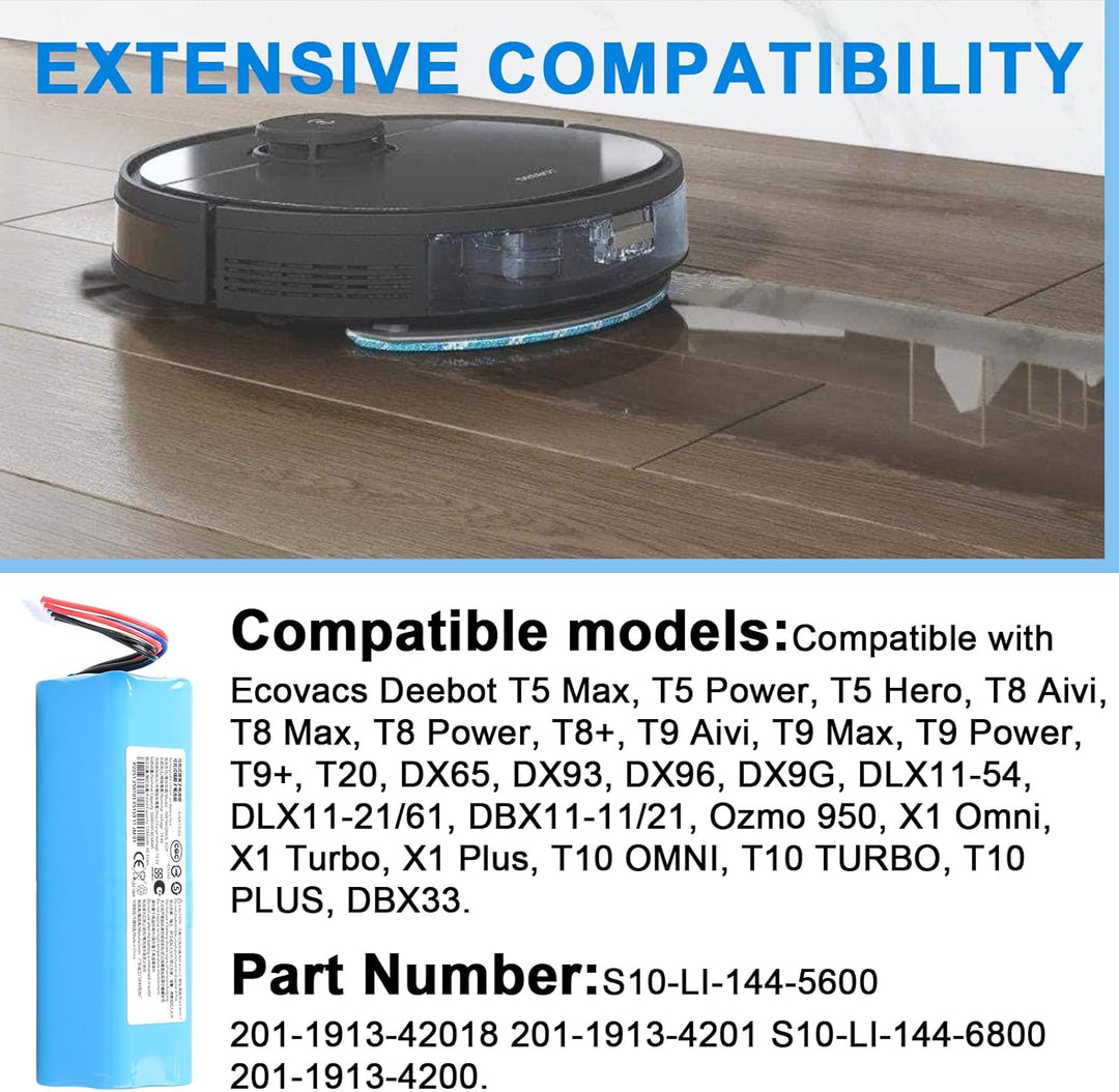5600 mAh Akku Kompatibel mit Ecovacs Deebot T5 T8 T8+ T9 T9+ Deebot T20, Deebot Ozmo 950 T10 T9 DX65