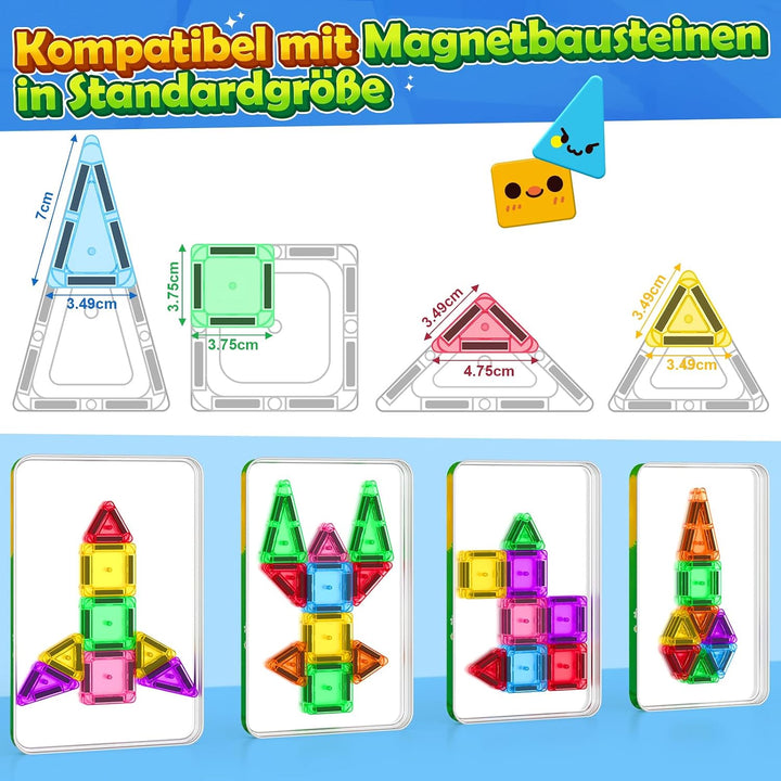 Mini Magnetische Bausteine Reiseset 60PCS mit Metallbox, STEM Lernspielzeug | Tragbares Reisespielze