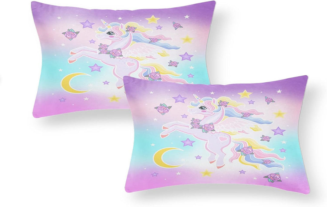 AVJWWD Einhorn Bettwäsche Set Kinder Mikrofaser Bettwäsche Cartoon Einhorn 3D Gedruckt Bettbezug 3 T