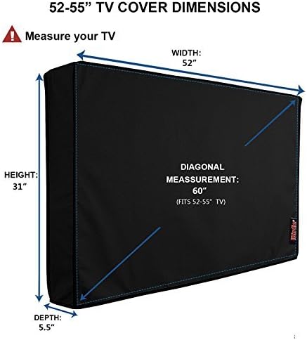 Wasserdichte und wetterfeste TV-Abdeckung für 139,7 cm (55 Zoll) grosse Flachbildfernseher 55'' schw