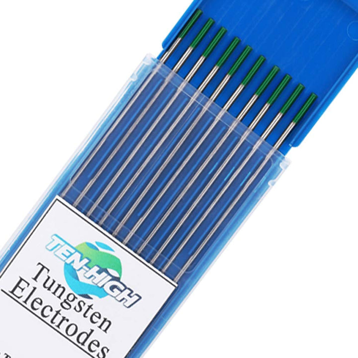 TEN-HIGH WIG Wolfram Elektrode WP 2,4 x 150 mm 10x Wolframnadeln für WIG Schweissen, Grün, 2,4 x 150