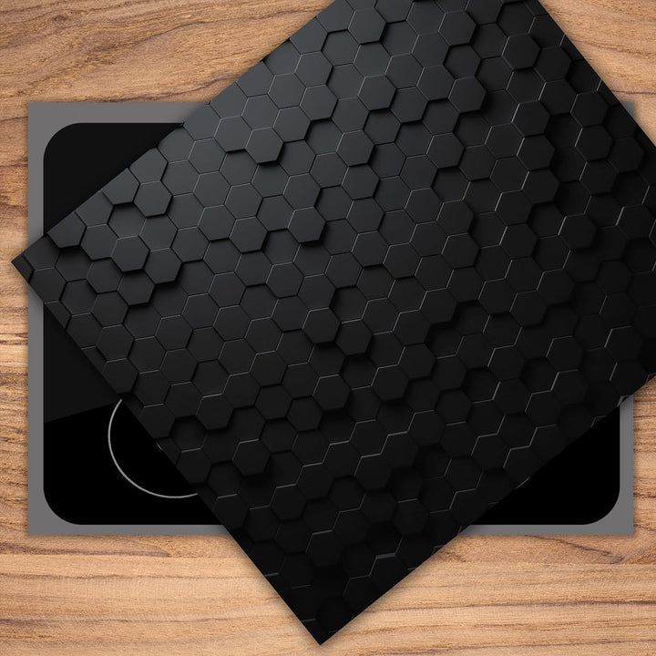 SmartDecoration Herdabdeckplatte Ceranfeldabdeckung aus Glas 60x52 cm Einteilig Motiv "Sechsecke" Sc
