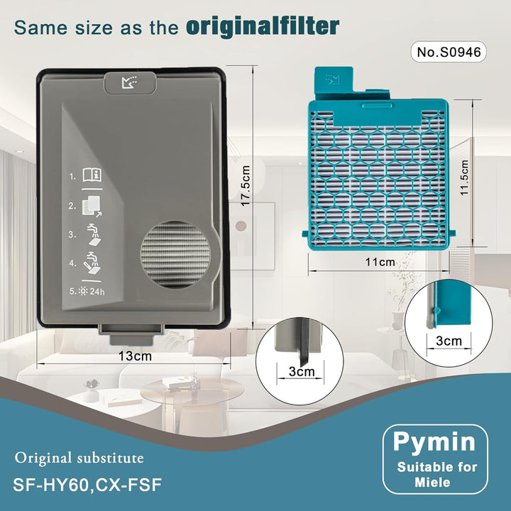 Pymin Staubsaugerfilter für Miele Boost CX1 Allergy/CX1 Active/CX1 CarCare/CX1 Cat & Dog PowerLine/C