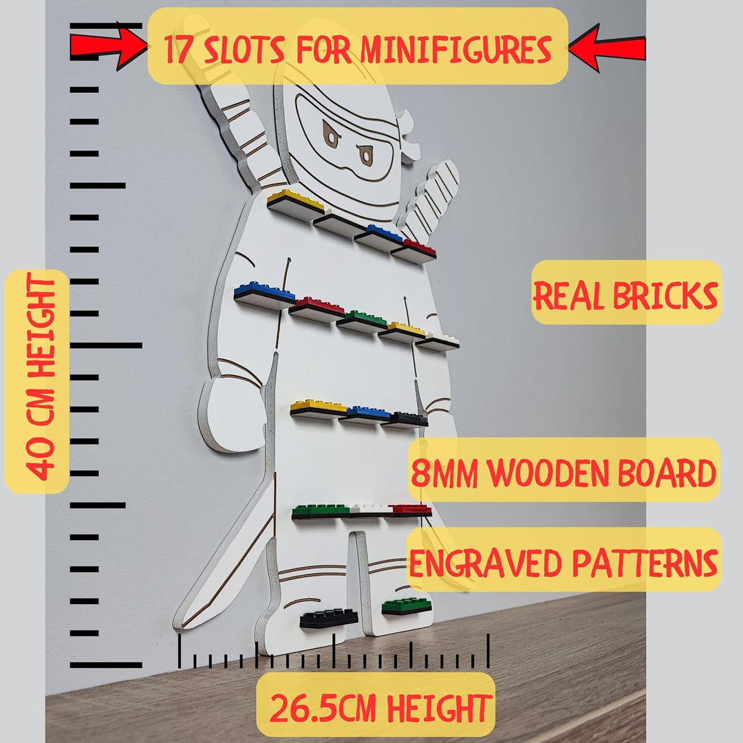 Craft Maestro Weiss Ninja Boy Aufbewahrung Regal für Minifiguren. Kinder Schaukasten Regale. Kinderz