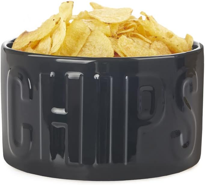 balvi Snackschale Chips Farbe Schwarz Die originelle und stilvolle Schale Fassungsvermögen 1 l Keram