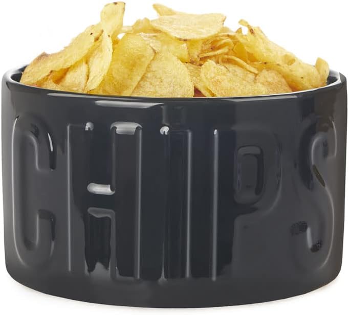 balvi Snackschale Chips Farbe Schwarz Die originelle und stilvolle Schale Fassungsvermögen 1 l Keram