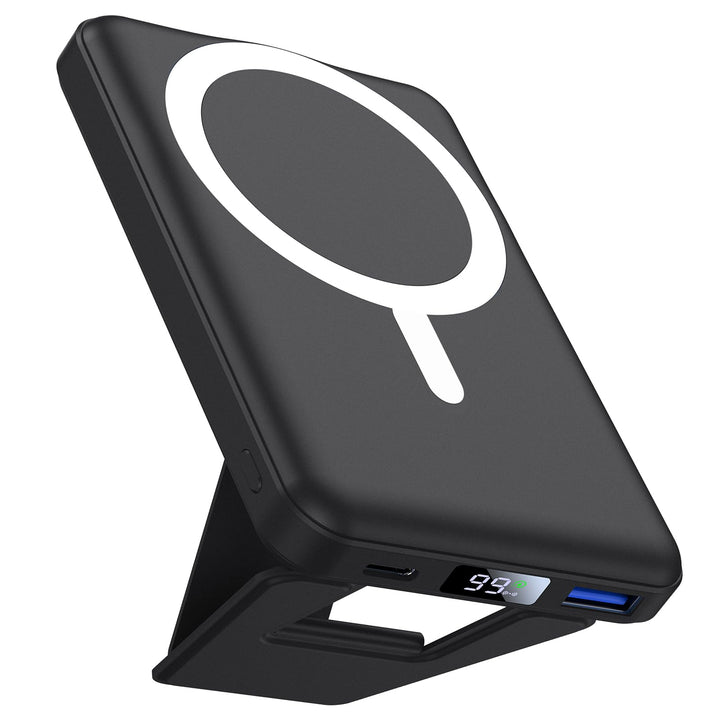 AOGUERBE Kabellose Powerbank, 10,000mAh Faltbarer Magnetische Power Bank PD 22,5W Schnellladen mit L