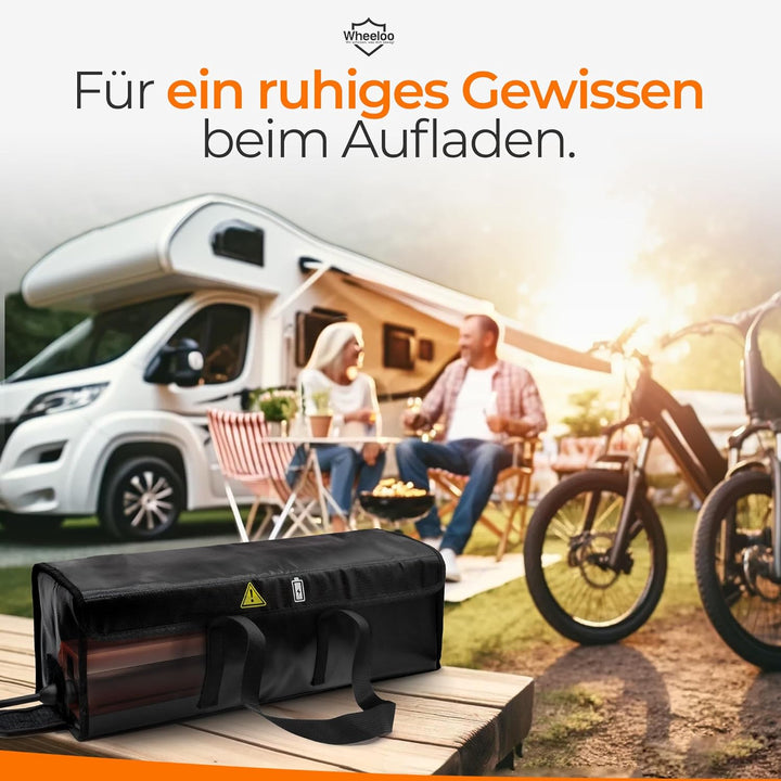 Wheeloo Ebike Akku Tasche I sicher Laden Dank Kabeldurchführung I Sicherheitstasche in Zwei Grössen