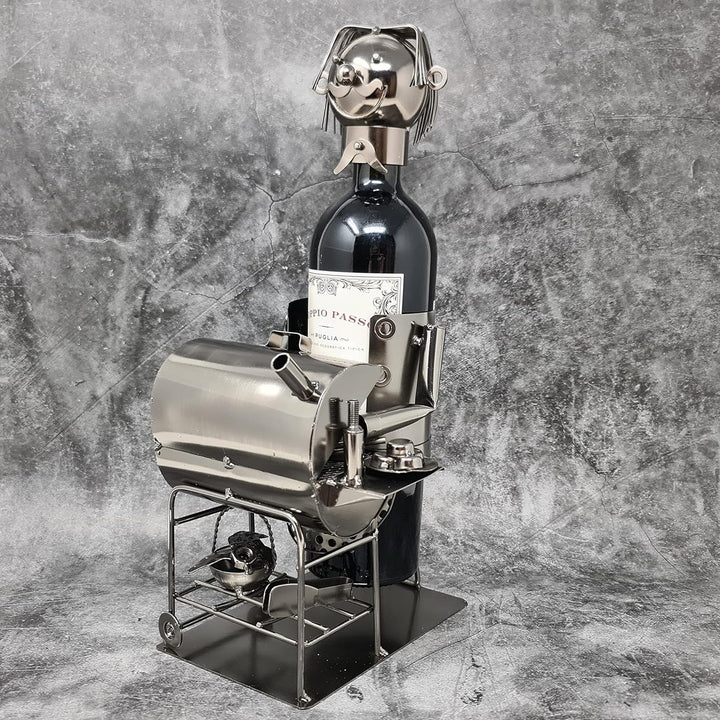 Extravaganter Wein Flaschenhalter Modernes Barbecue aus Metall Höhe 31 cm