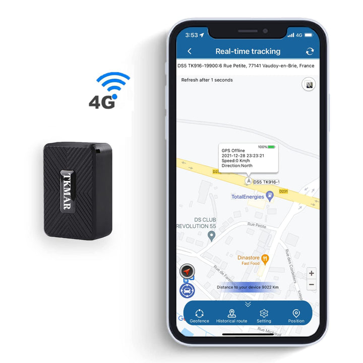 TKMARS 4G Mini GPS Tracker GPS Tracker Ohne ABO mit Kostenloser App, 32 Tage Standby-Zeit, Stark Mag