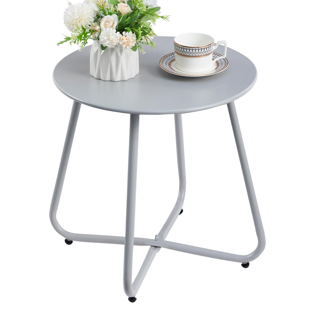 HollyHOME Beistelltisch Outdoor Gartentisch Balkontisch, Runder Patio Beistelltisch Kaffeetische Nac