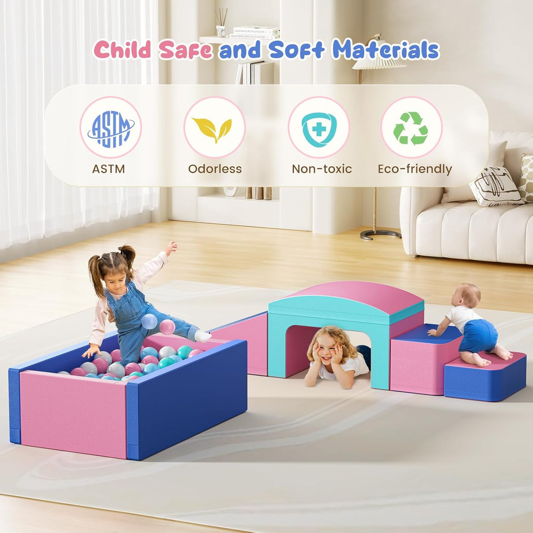 Baby-Schaumstoffbausteine, Softplay-Set für Kleinkinder von 1–3 Jahren, Baby-Kletterturm mit Rutsche