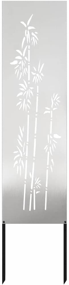 vidaXL Garten Sichtschutz-Leinwand Floral Silber 32 x 140 cm Edelstahl, Garten und Terrasse, Rechtec