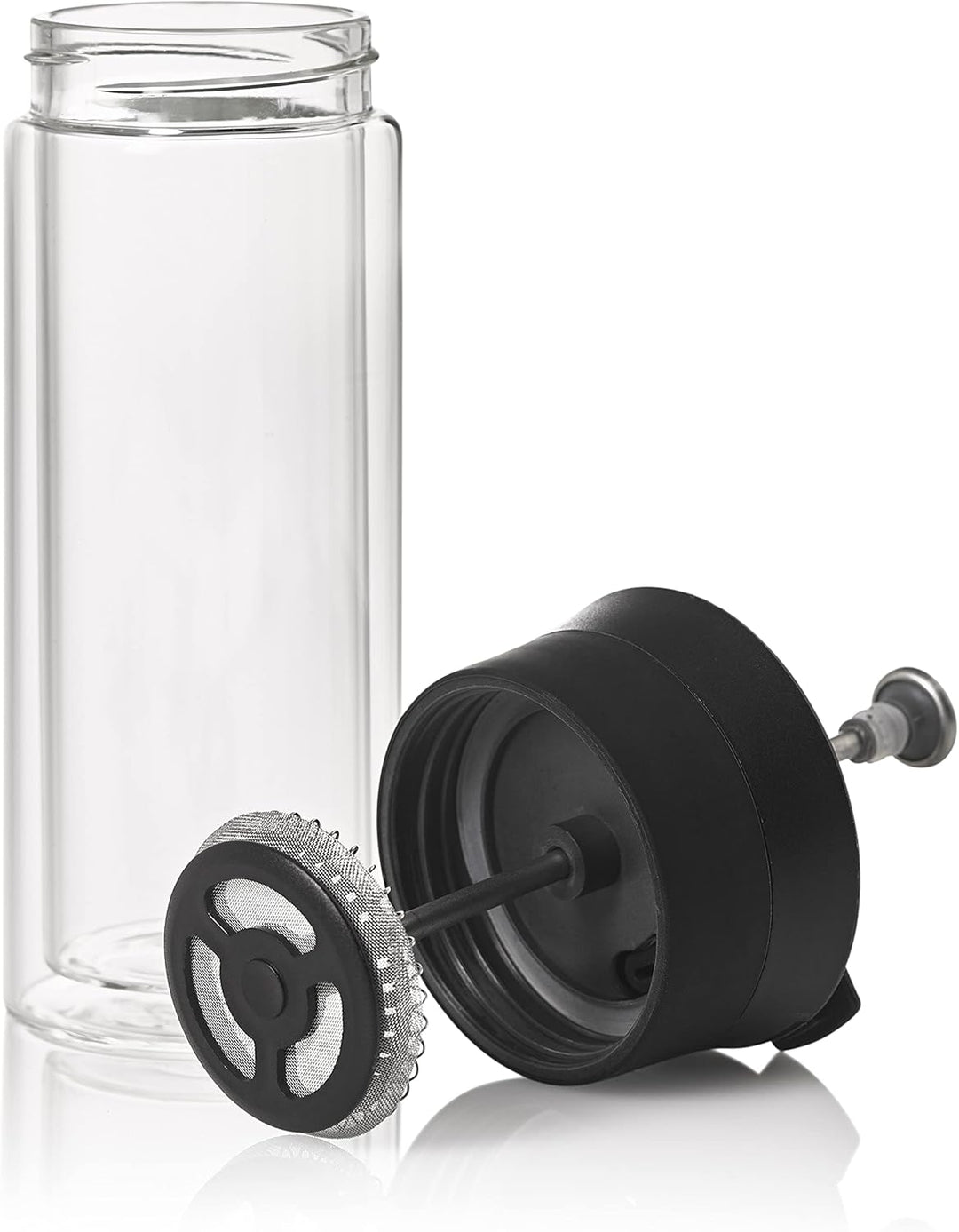 AdHoc TT25 French Press Becher THERMO-GLASS, 300 ml (ohne Kaffee), Glas/Edelstahl/Kunststoff/Silikon