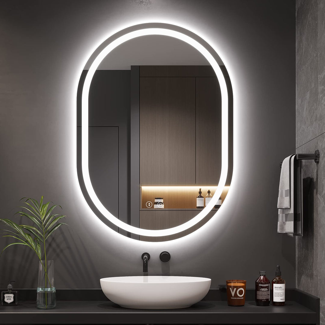 Dripex Badspiegel mit Beleuchtung Led Spiegel mit Touch-Schalter, Dimmbar, 3 Lichtfarbe Einstellbare