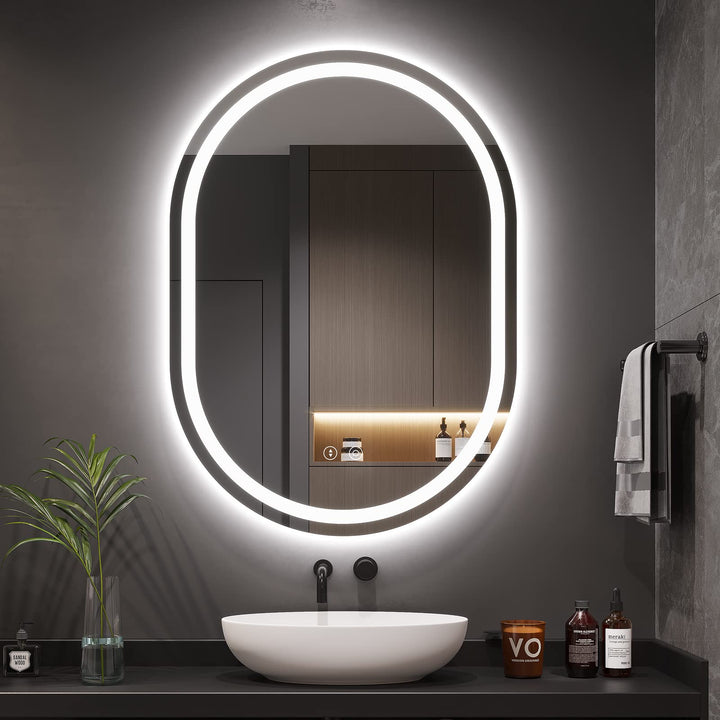 Dripex Badspiegel mit Beleuchtung Led Spiegel mit Touch-Schalter, Dimmbar, 3 Lichtfarbe Einstellbare