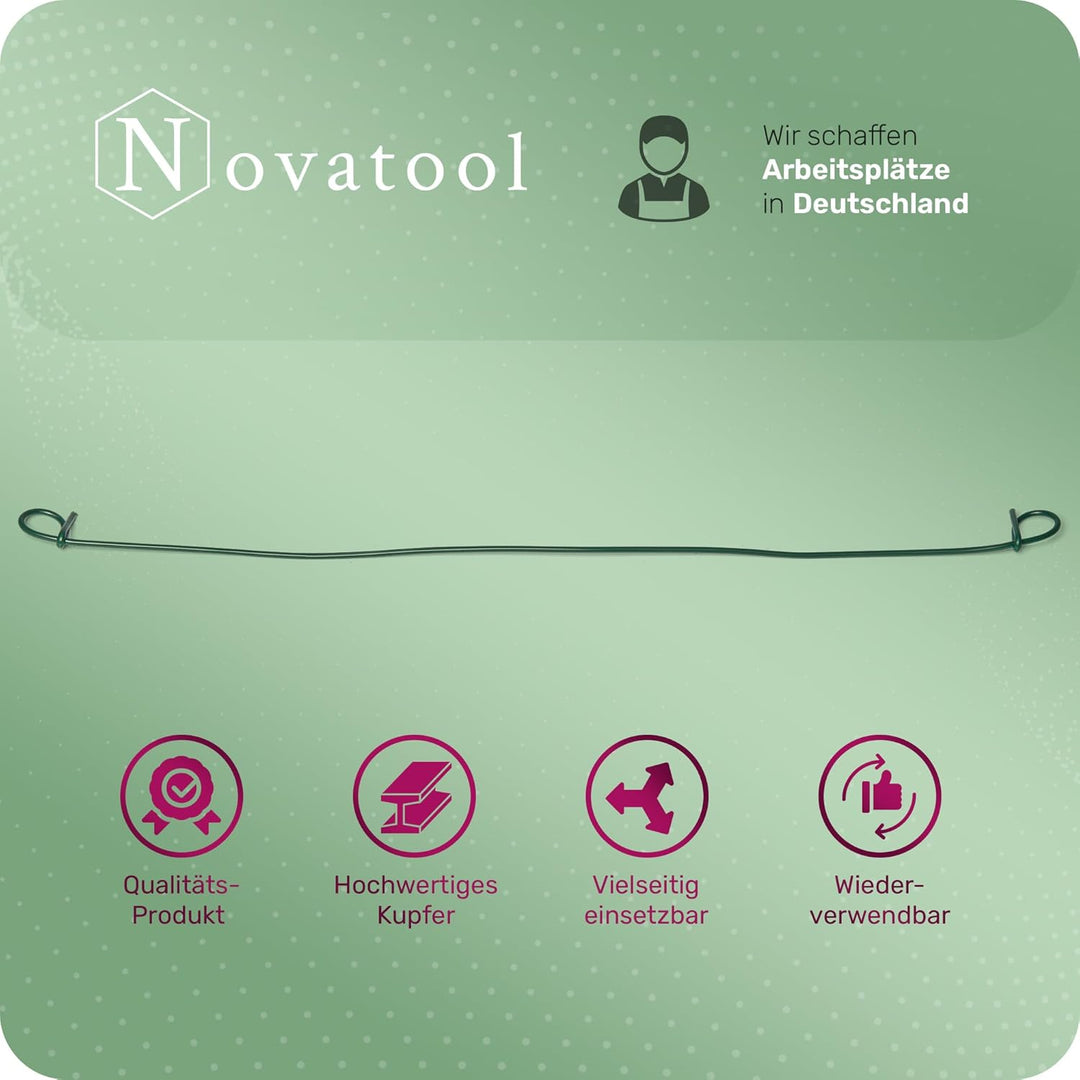 Novatool Drillapparat Driller SW + 1000 Stück Rödeldraht mit Ösen 1,4 x 200mm Bindedraht Grün ummant