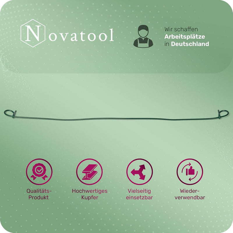 Novatool Drahtsackverschlüsse 1000-5000 Stück | Kupfer Schwarz Grün Rödeldraht Bindedraht mit Drilla