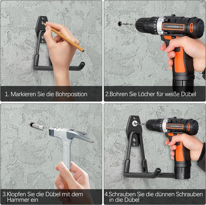 3-H Haken Garage 8 Stück,Wandhaken Garage integrierter Stanztechnologie besteht, Wandhaken Schwerlas