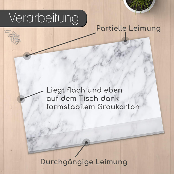 2er-Set Schreibtischunterlage Mamor-Optik und Kantenschutz I DIN A2 I aus Papier zum Abreissen I Sch