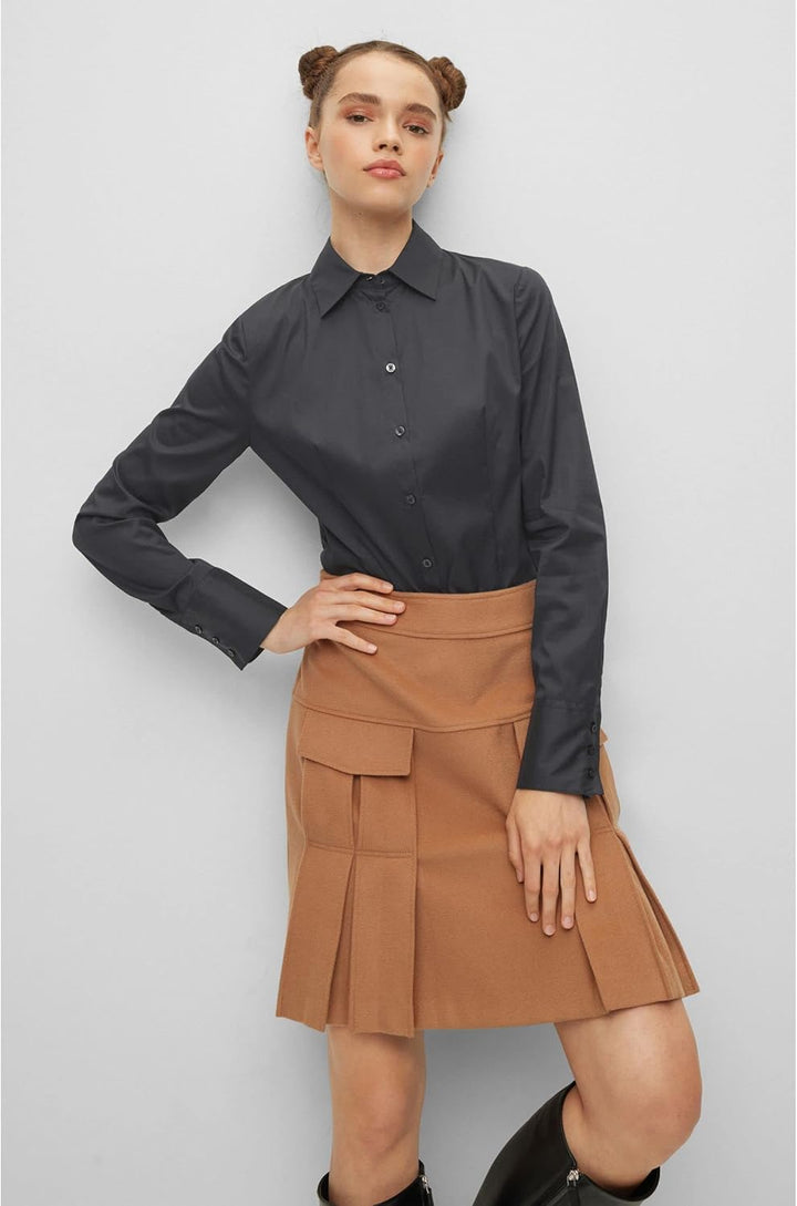 HUGO Damen The Fitted Shirt Bluse 34 Black1, 34 Black1