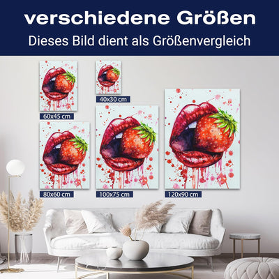 wandmotiv24 Leinwandbild 260 g/m² - Kunstdruck auf Leinwand - Wandkunst - Wandbild mit Frauen Lippen