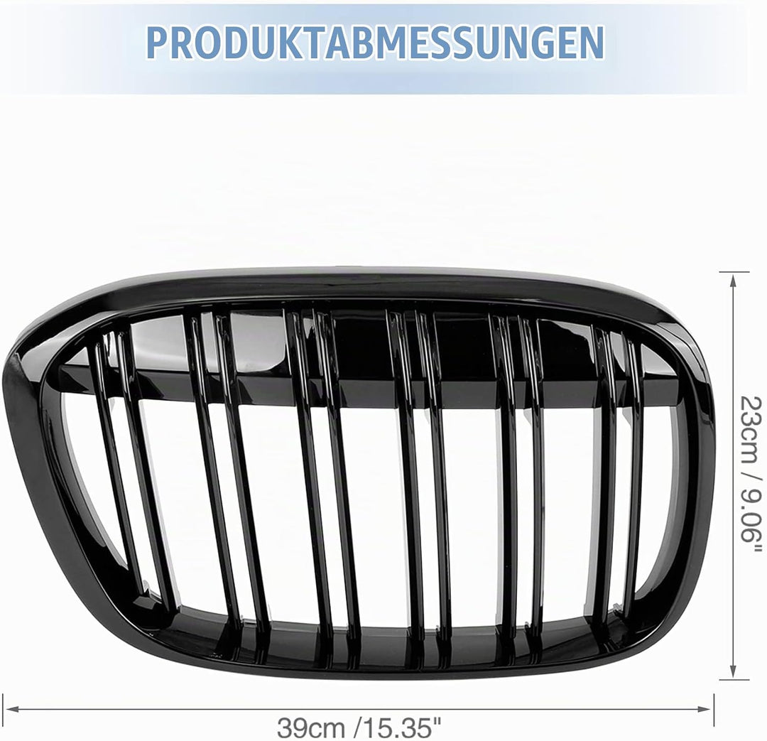 Gangying Kühlergrill Passend für BMW X1 F48 F49 2016 2017 2018 2019 Schwarz Glanz Kühler Front Doppe