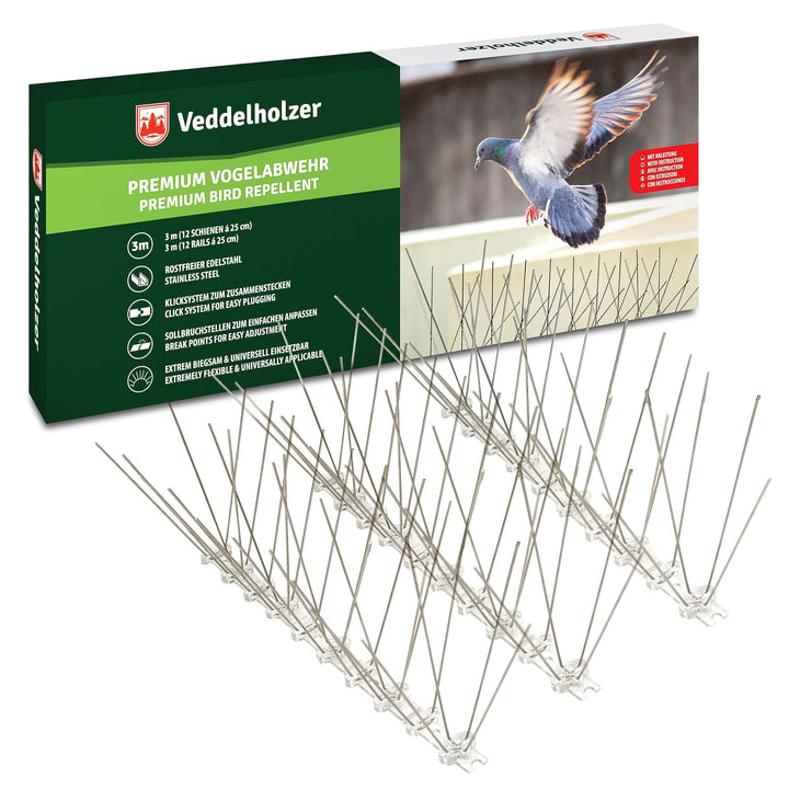 Veddelholzer Premium Universal 3 Meter Edelstahl Vogelabwehr Taubenabwehr Balkon-Taubenschutz Vogela