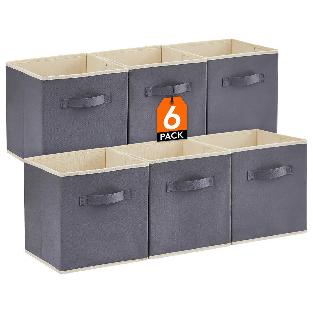 Lifewit 6 Stück 18L Faltbare Aufbewahrungswürfel, Mittel dekorative Aufbewahrungsboxen aus Stoff mit