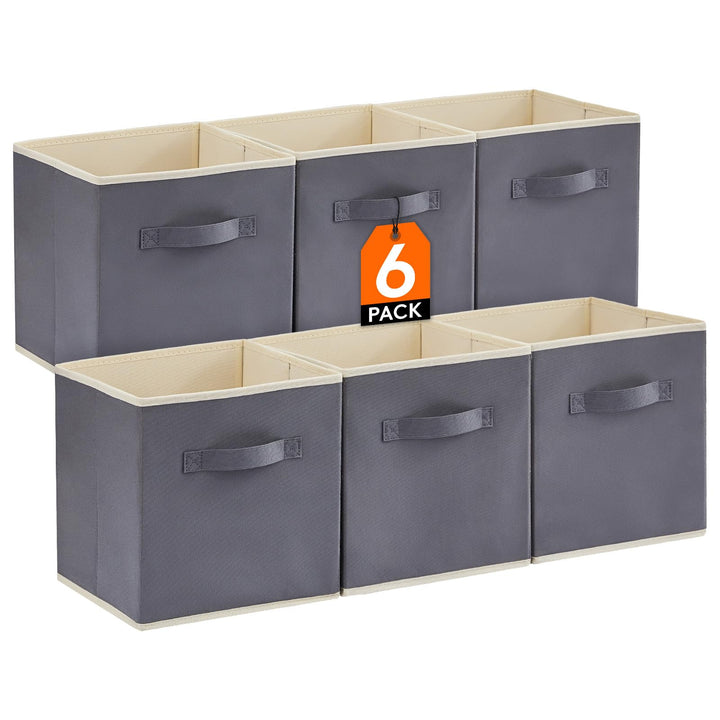 Lifewit 6 Stück 18L Faltbare Aufbewahrungswürfel, Mittel dekorative Aufbewahrungsboxen aus Stoff mit