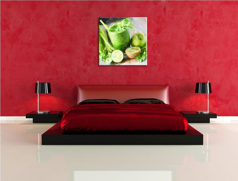 Pixxprint Apfel Limette Kiwi Smoothie als Leinwandbild/Grösse: 70x70 cm/Wandbild/Kunstdruck/fertig b