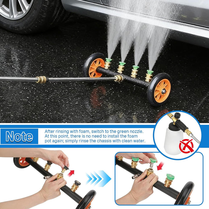 Hochdruckreiniger Auto Unterbodenreiniger, 2-in-1 Unterboden Hochdruckreiniger mit Schaumsprühflasch