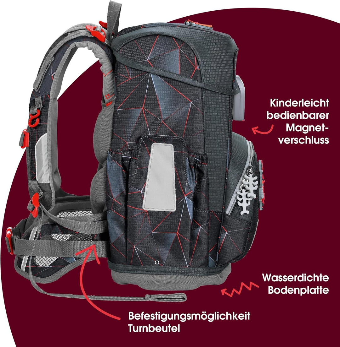 Step by Step Schulranzen-Set CLOUD Dragon Drako, 5-teilig, schwarz-rot, ergonomischer Tornister mit