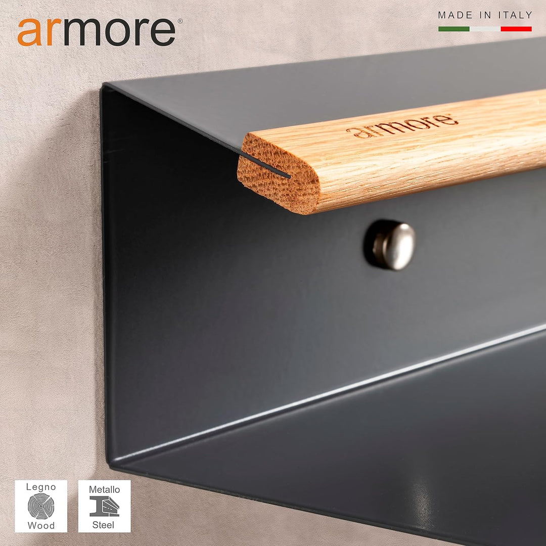 Armore Schuhregal modern, platzsparend, schlank, zum Aufhängen an der Wand, Eingang, Metall, Holz mi