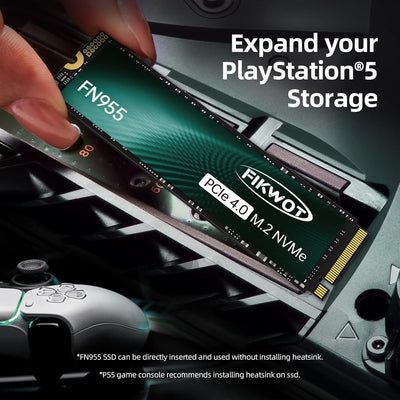 Fikwot FN955 4TB M.2 PCIe Gen4 Internes Solid State Drive mit Graphene Kühlaufkleber - Bis zu 7350 M