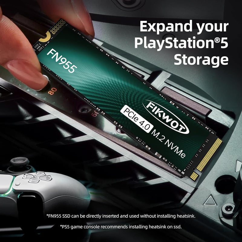 Fikwot FN955 4TB M.2 PCIe Gen4 Internes Solid State Drive mit Graphene Kühlaufkleber - Bis zu 7350 M