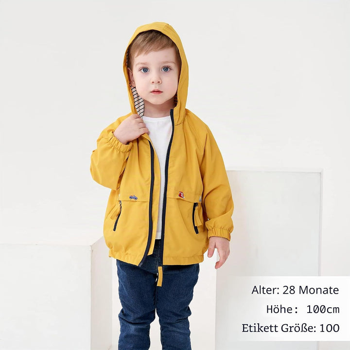 Volunboy Baby Kapuzen Jackets, Jungen Langarm Winddicht Mantel Cartoon Aufdruck Jacken, Gelb