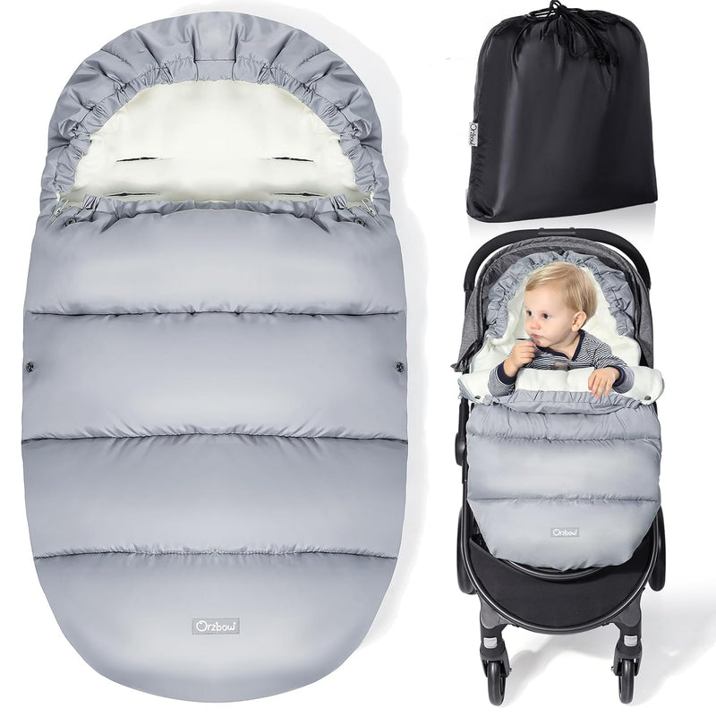 Orzbow Fusssack Kinderwagen Winter,Winterfusssack Kinderwagen mit Grosse Kapuze,Warmes Polarfleece-F