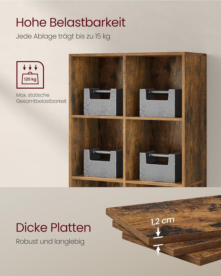 VASAGLE Bücherschrank, Bücherregal, mit 8 Fächern, Büroregal, Würfelregal, Standregal, für Wohnzimme