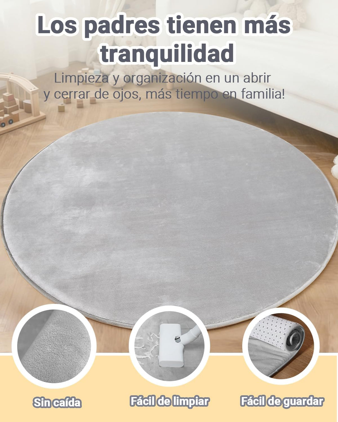 Dicke Krabbelmatte Baby Ø 120cm,Schaumfüllung Teppich Spielmatte Baby,Rutschfester Unterseite&Weiche