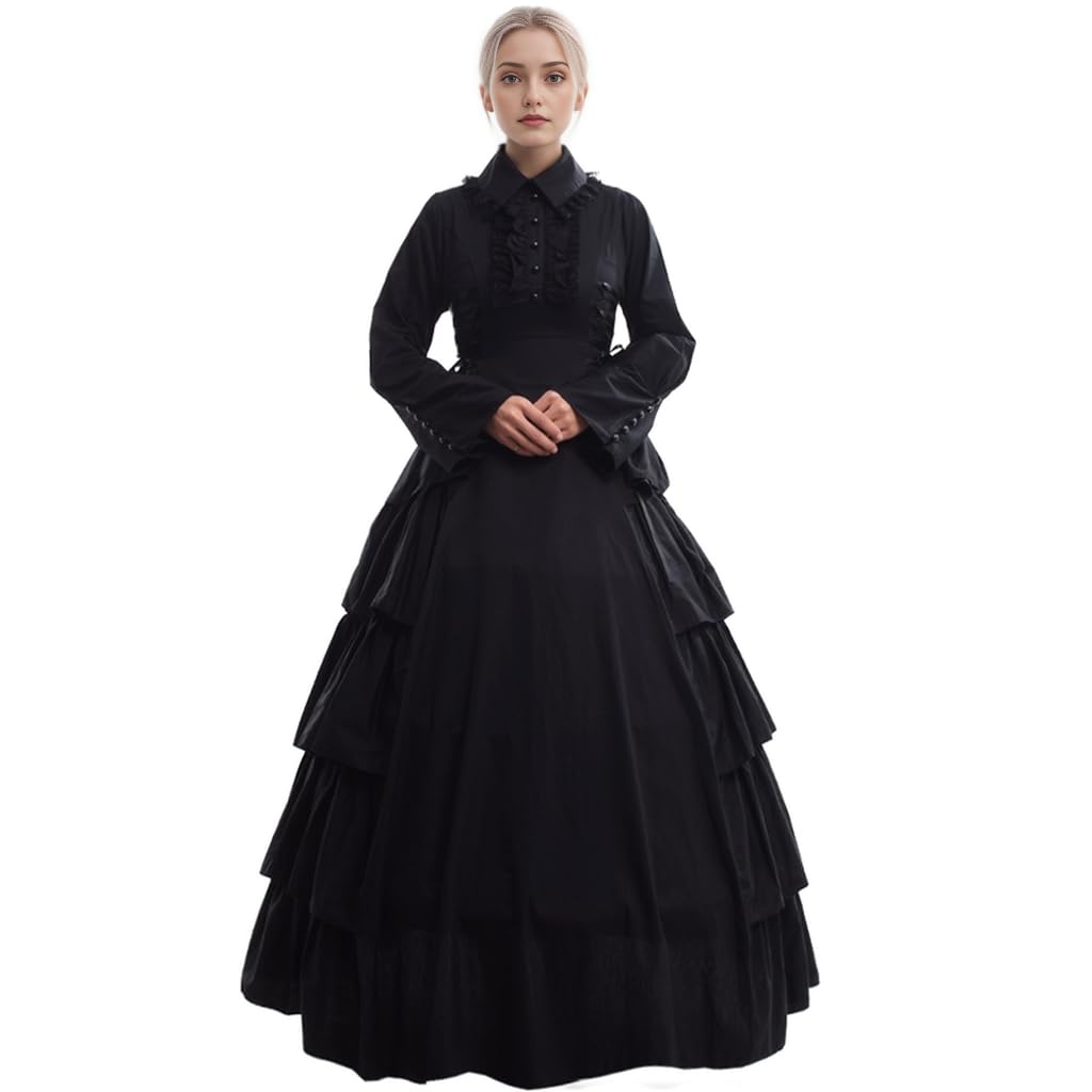 GRACEART Damen Gothic Viktorianisches Kleid Renaissance Maxi Kostüm, M